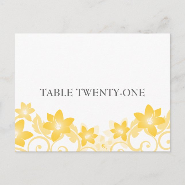 Yellow Simple Floral Table Number Postcard (Front)
