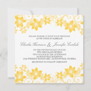 Yellow Simple Floral Wedding Invite