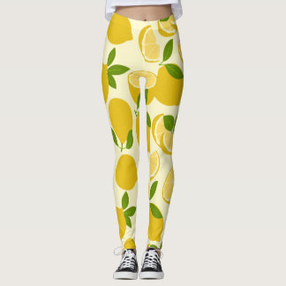 Yellow Simple Lemon Pattern Legging