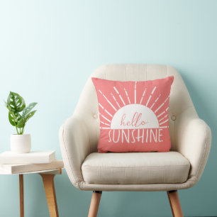 Yellow Simple Modern Hello Sunshine Cushion