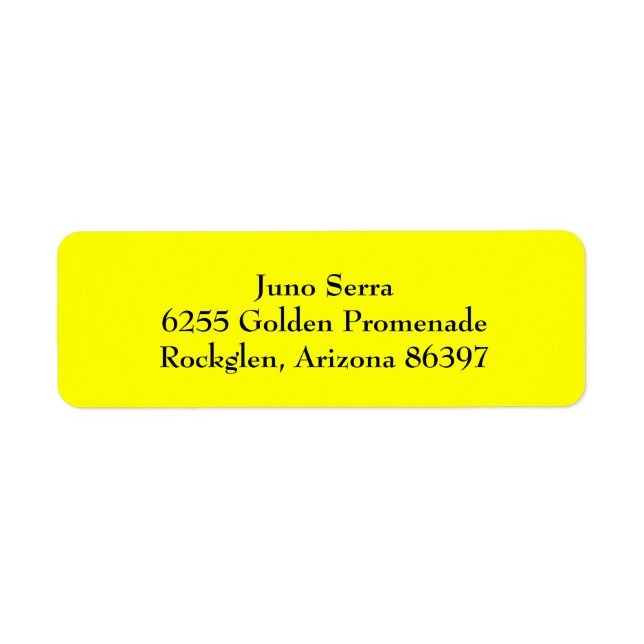 Yellow Simple Plain Return Address Labels (Front)