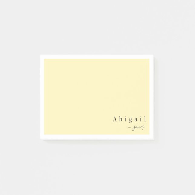 Yellow Simple Script personalised Stationery Post-it Notes (Front)