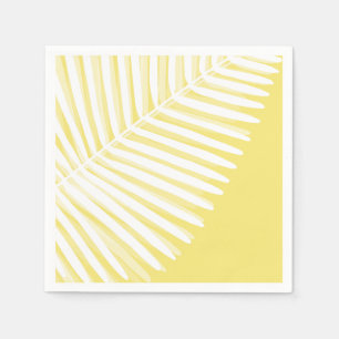 Yellow simple tropical monochrome palm leaf napkin