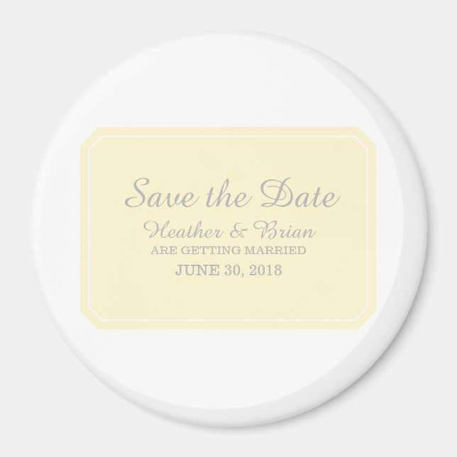 Yellow Simply Elegant Save the Date Magnet (Front)