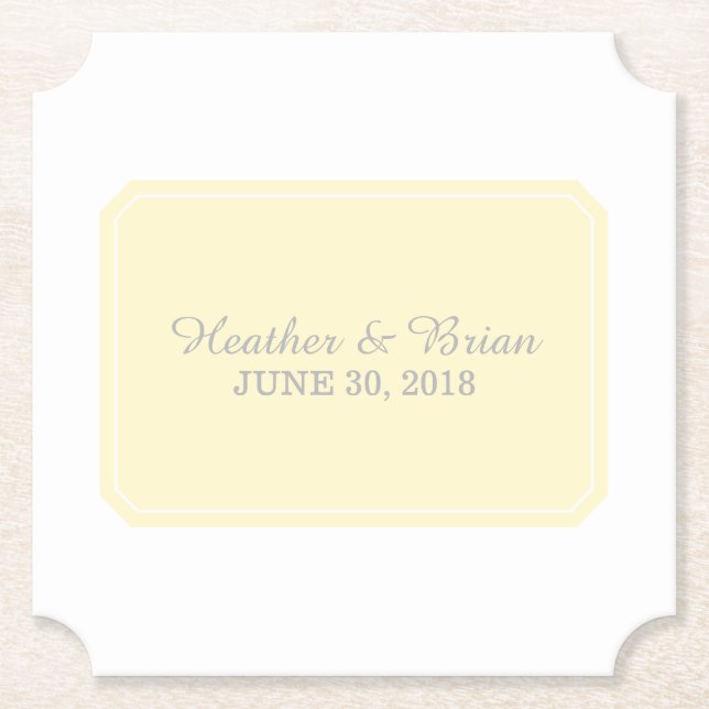Yellow Simply Elegant Wedding Paper Coaster (Front)