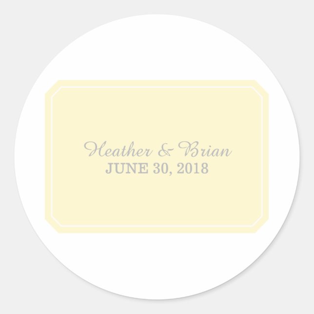 Yellow Simply Elegant Wedding Stickers (Front)