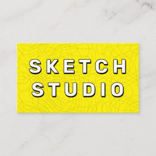 Yellow Sketch Embossed hand draw Line Business Card