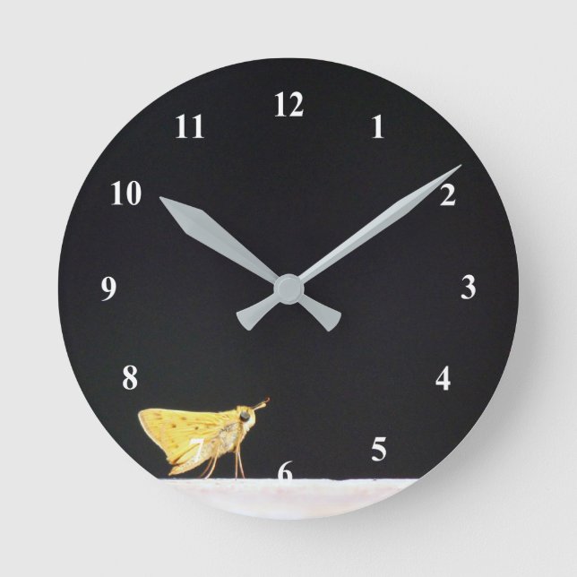 Yellow Skipper Butterfly Clock (Front)