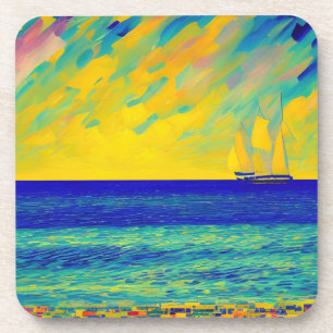 "Yellow Sky Race" Seascape Coaster