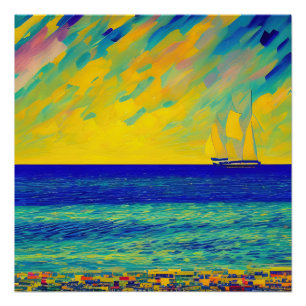 "Yellow Sky Race" Seascape Poster