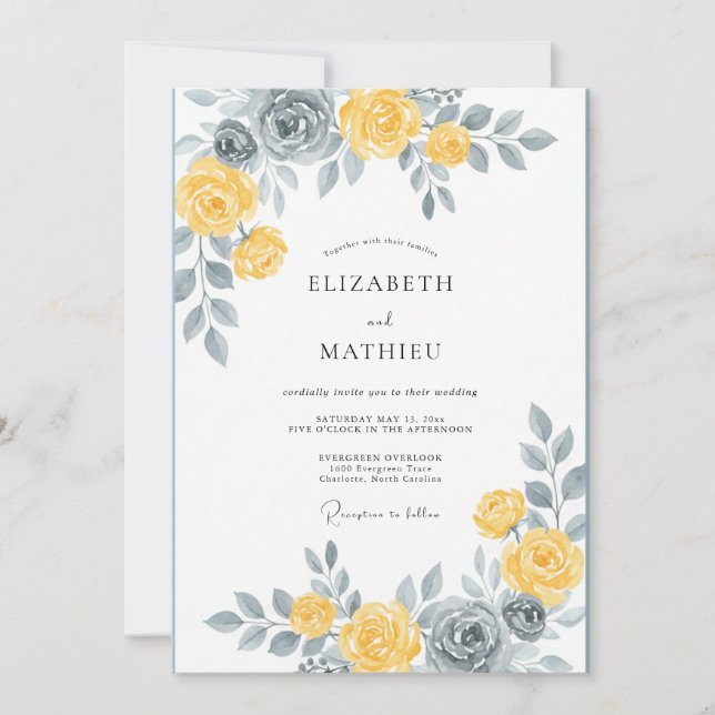 Yellow Slate Luminous Spring Wedding Invitation (Front)