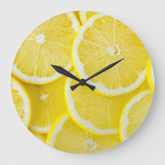 Yellow Slice Lemons Large Clock (Front)