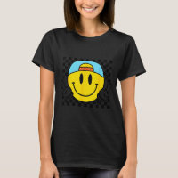Yellow Smile Face Cute Checkered Peace Smiling Hap