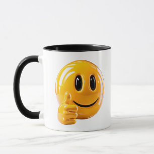 Yellow Smiley Face Thumbs Up Illustration Mug