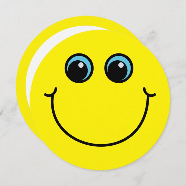 Yellow Smiling Emoji Face Party Invitation (Front/Back)