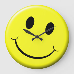Yellow Smiling Face Emoji-ish Happy Face Large Clock