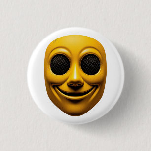 Yellow Smiling Mask 3 Cm Round Badge