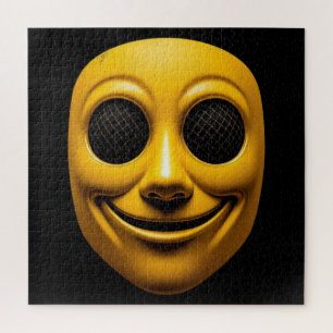Yellow Smiling Mask Jigsaw Puzzle