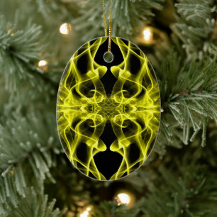 Yellow Smoke Symmetrical Minimalist Black Ceramic Ornament