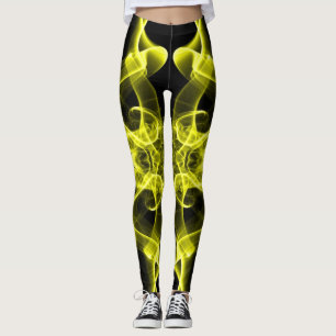 Yellow Smoke Symmetrical Minimalist Black Leggings