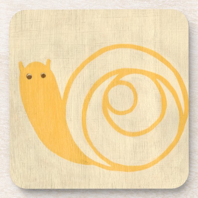 Yellow Snail on Cream Background Coaster (Front)