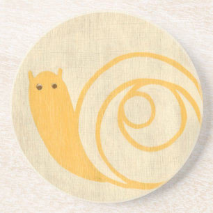 Yellow Snail on Cream Background Coaster