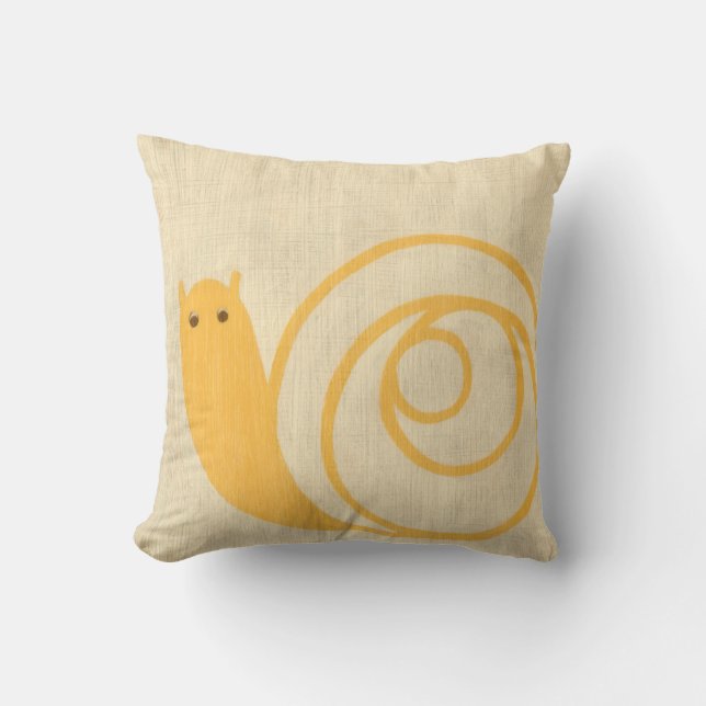 Yellow Snail on Cream Background Cushion (Front)