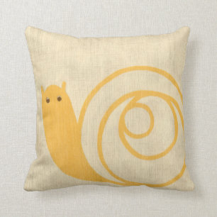 Yellow Snail on Cream Background Cushion