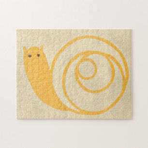 Yellow Snail on Cream Background Jigsaw Puzzle