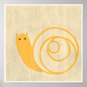 Yellow Snail on Cream Background Poster
