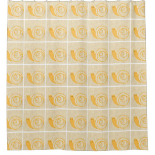 Yellow Snail on Cream Background Shower Curtain