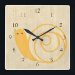 Yellow Snail on Cream Background Square Wall Clock<br><div class="desc">This yellow snail is much cuter than real snails! An enchanting Chariklia Zarris print,  the cream background blends well with the yellow colour of the snail. A great piece to place on the wall of a child's room!</div>