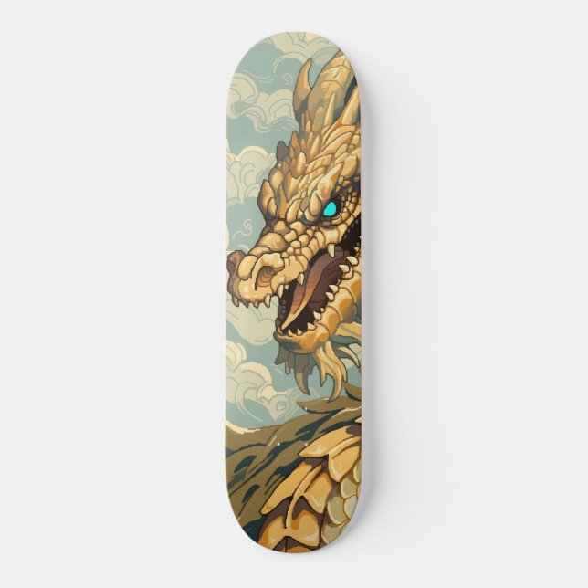 Yellow Snake Dragon Skateboard  (Front)