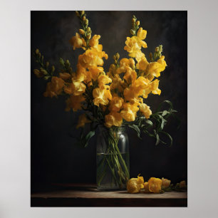 Yellow Snapdragon Flowers Art Print Poster