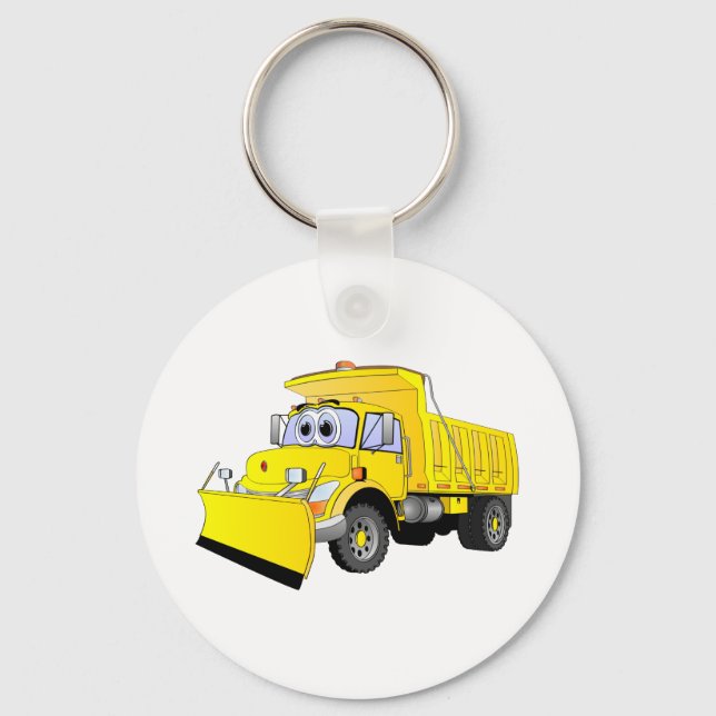 Yellow Snow Plough Cartoon Key Ring (Front)