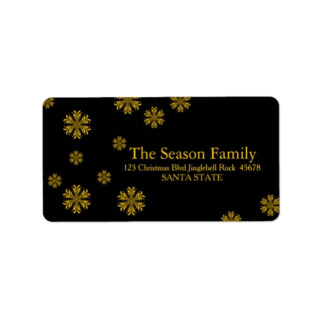 yellow Snowflake chalkboard address label (Front)