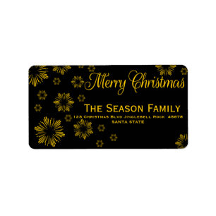 yellow Snowflake Christmas address label