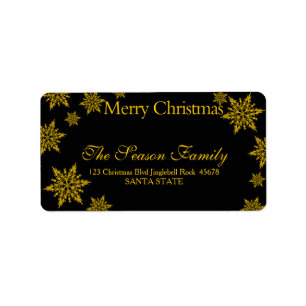 yellow Snowflake Christmas  address label