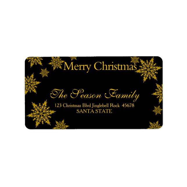 yellow Snowflake Christmas  address label (Front)