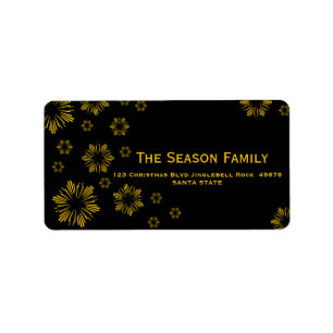 yellow Snowflakes chalkboard address label