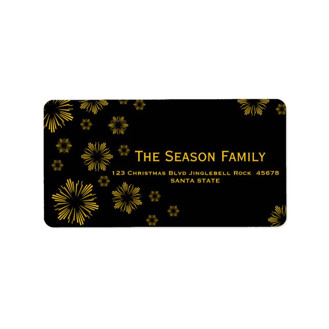 yellow Snowflakes chalkboard address label (Front)