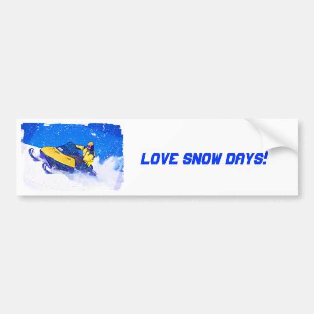 Yellow Snowmobile in Blizzard Bumper Sticker (Front)
