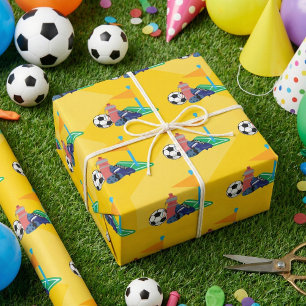 Yellow Soccer Ball Kids Wrapping Paper