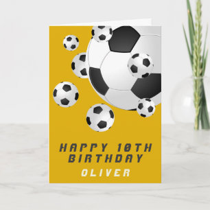 Yellow Soccer Football Ball Boy Happy Birthday Card