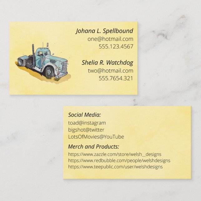 Yellow Social introduction calling card-semi Business Card (Front/Back)