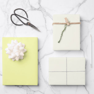 Yellow Soft Pale White Pastel Solid Colour Wrapping Paper Sheet