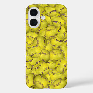 Yellow Softball Background iPhone 16 Case