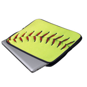 Yellow softball ball laptop sleeve