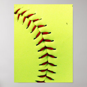 Yellow softball ball poster