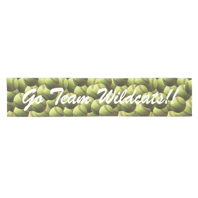 Yellow Softball Banner Short Table Runner (Horizontal)